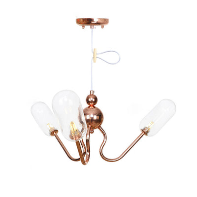 Zeitgenössischer Luxus-Kronleuchter mit Eisenrahmen und rundem Glasschirm, 3 Lichter, für Wohnzimmer 