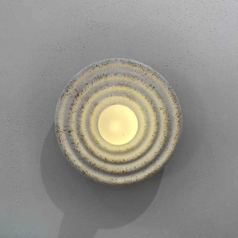 Applique murale contemporaine ronde en résine ondulée en verre fer 1 lumière pour salon 