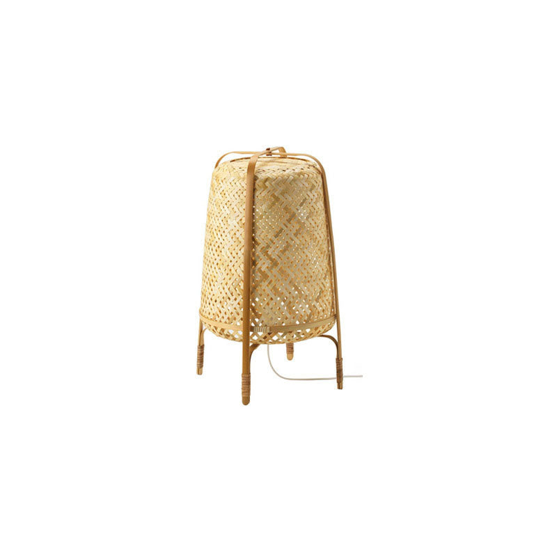 Lampe de sol traditionnelle japonaise cylindrique en bambou tissé à la main 1 lumière pour chambre 