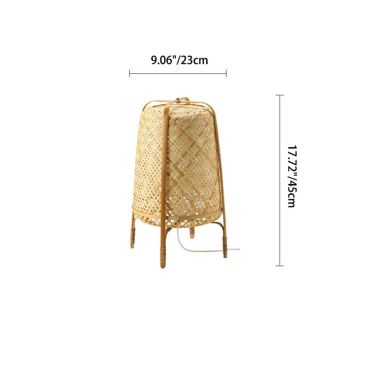 Lampe de sol traditionnelle japonaise cylindrique en bambou tissé à la main 1 lumière pour chambre 