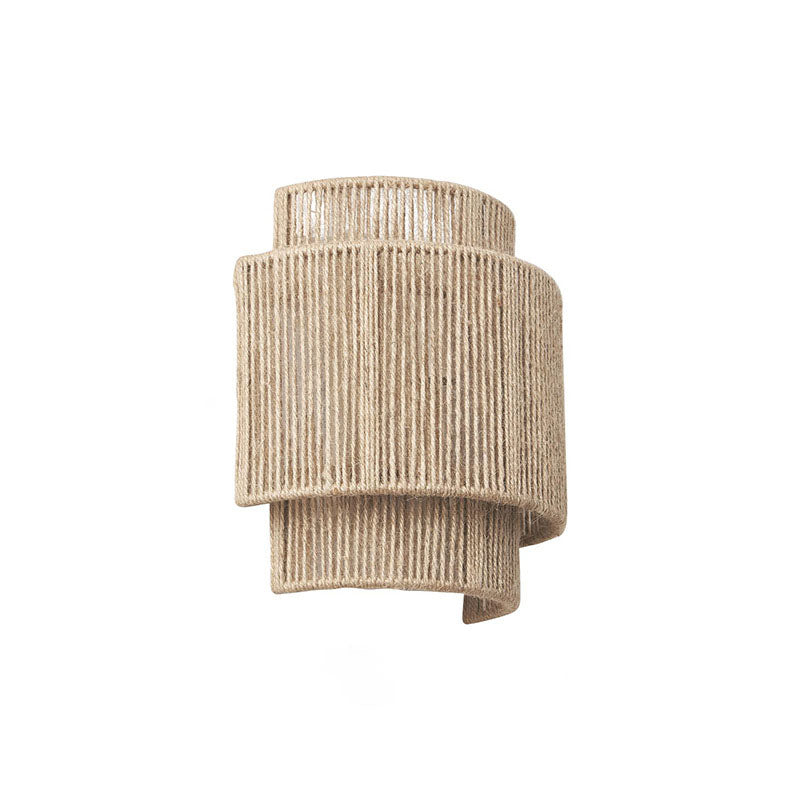 Lámpara de pared de 1 luz curva tejida con cuerda japonesa tradicional para sala de estar 