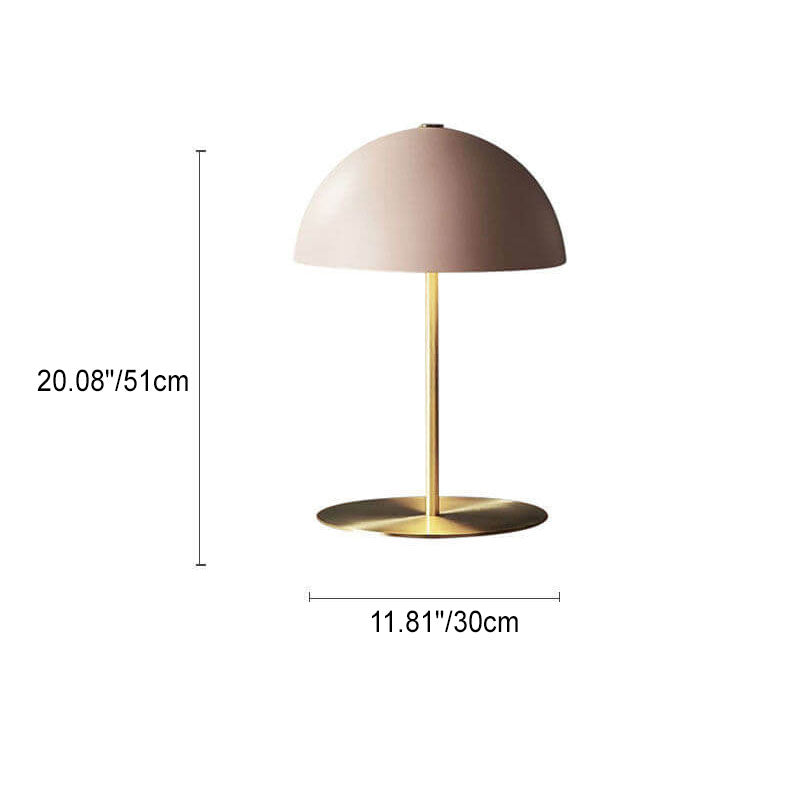 Contemporary Nordic Pink Dome Copper Base 1-Light Table Lamp For Bedroom