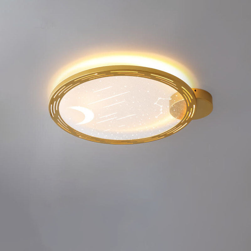 Nordisch moderner minimalistischer runder Stern-Mond-Eisen-Aluminium-Acryl-LED-Deckenleuchte 