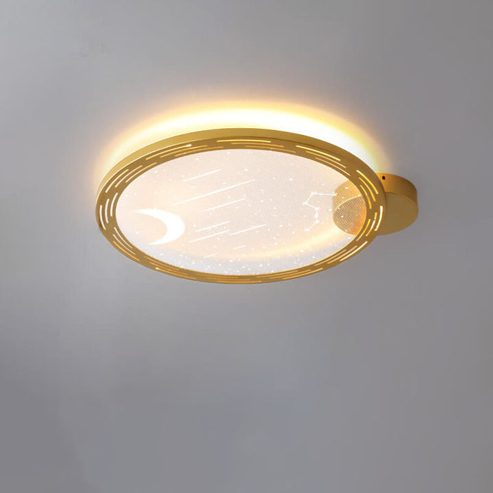 Nordisch moderner minimalistischer runder Stern-Mond-Eisen-Aluminium-Acryl-LED-Deckenleuchte 