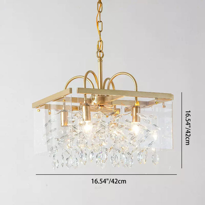 Lustre Moderne Carré en Acrylique et Fer avec Cristaux 4/8 Lumières pour Salon 