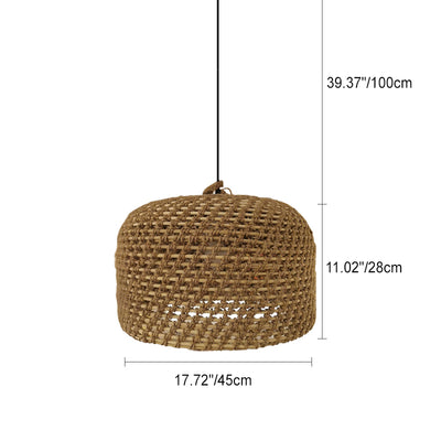 Japanese Wabi-sabi Rustic Rattan Weaving 1-Light Pendant Light