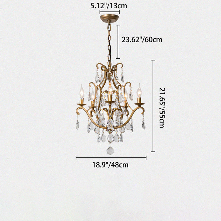 Chandelier traditionnel français avec cadre rond en cristal et fer, 5/9/12 lumières pour salon 