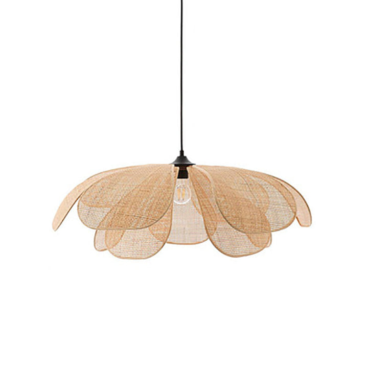 Traditionelle japanische Rattan-Pendelleuchte in Blütenblattform mit 1 Licht für Wohnzimmer 