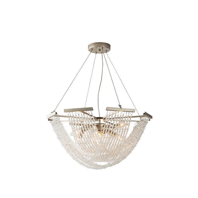 Zeitgenössischer Luxus Mesh Shade Iron Crystal 2/6 Licht Kronleuchter für Wohnzimmer 