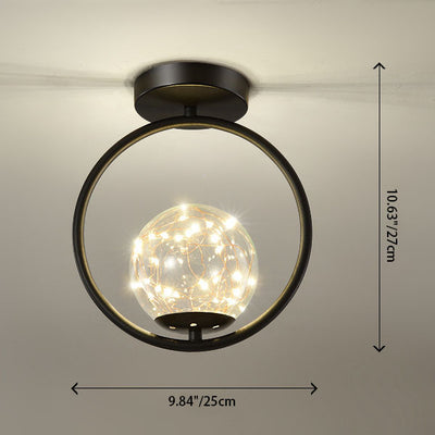 Modern Creative Ball Full Of Stars Hardware Glass LED Semi-Flush Mount Ceiling Light