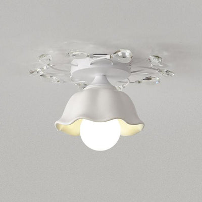 Nordic Minimalist Ceramic Glass Flower Branch 1-Light Semi- Flush Mount Ceiling Light