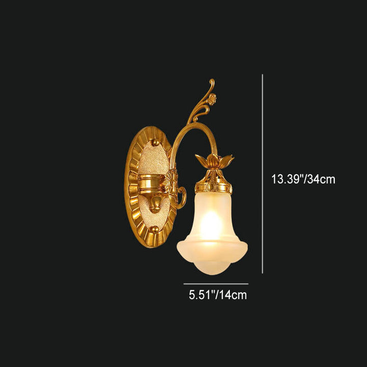 Französische Moderne Luxus Blume Alle Kupfer Glas 1-Licht Wandleuchte 