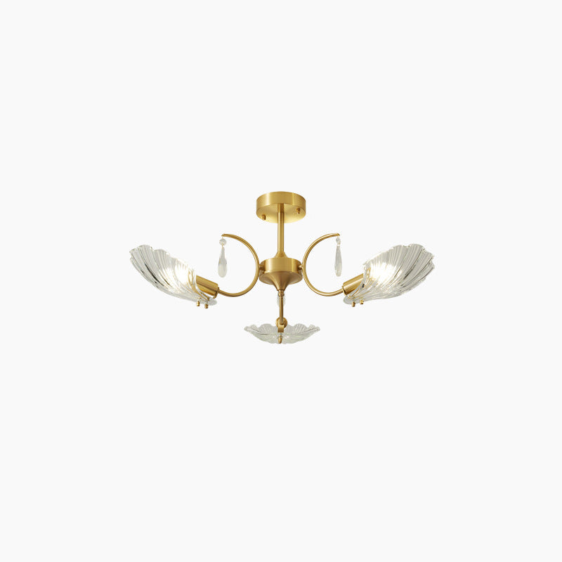 Moderne minimalistische Shell Kupfer Glas 3/6/8 Licht Kronleuchter für Wohnzimmer 