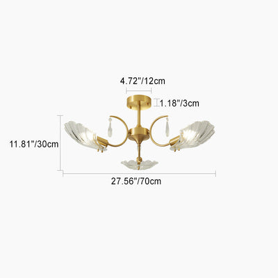 Moderne minimalistische Shell Kupfer Glas 3/6/8 Licht Kronleuchter für Wohnzimmer 