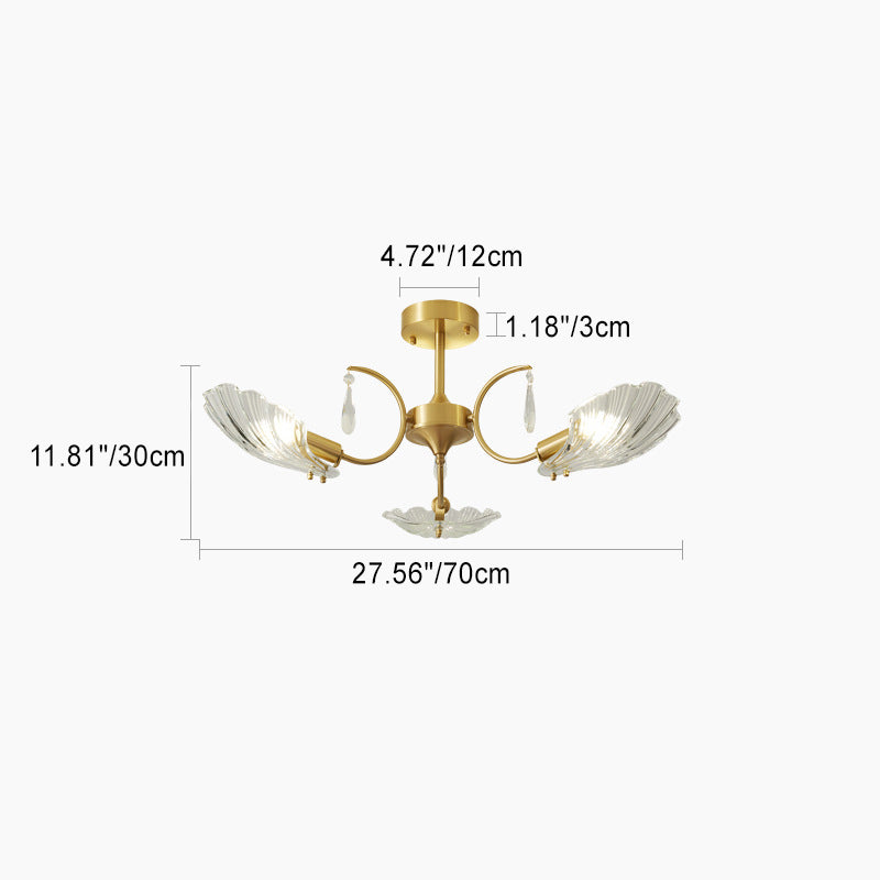 Moderne minimalistische Shell Kupfer Glas 3/6/8 Licht Kronleuchter für Wohnzimmer 