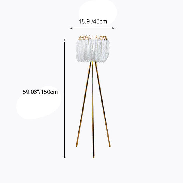 Couronne de plumes de luxe nordique 1-lumière trépied lampadaire 