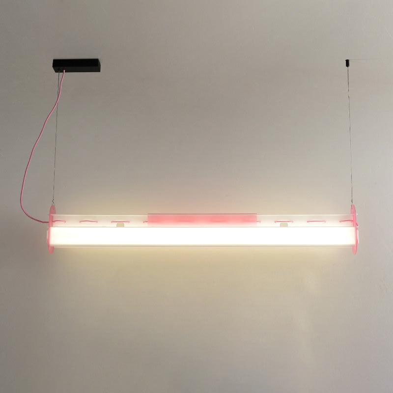 ضوء قلادة LED أكريليك بخط مستقيم عصري بسيط لغرفة الطعام 