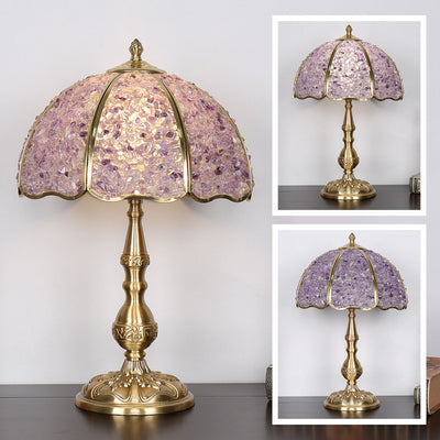 Moderne Luxus-Halbkugel-Schirm Tischlampe aus Vollkupfer mit Kristall und 1 Licht für das Schlafzimmer 