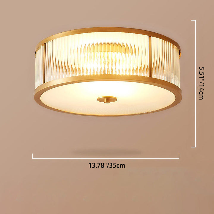 Plafonnier traditionnel européen rond en verre de cuivre 3/4/6 lumières pour salon 