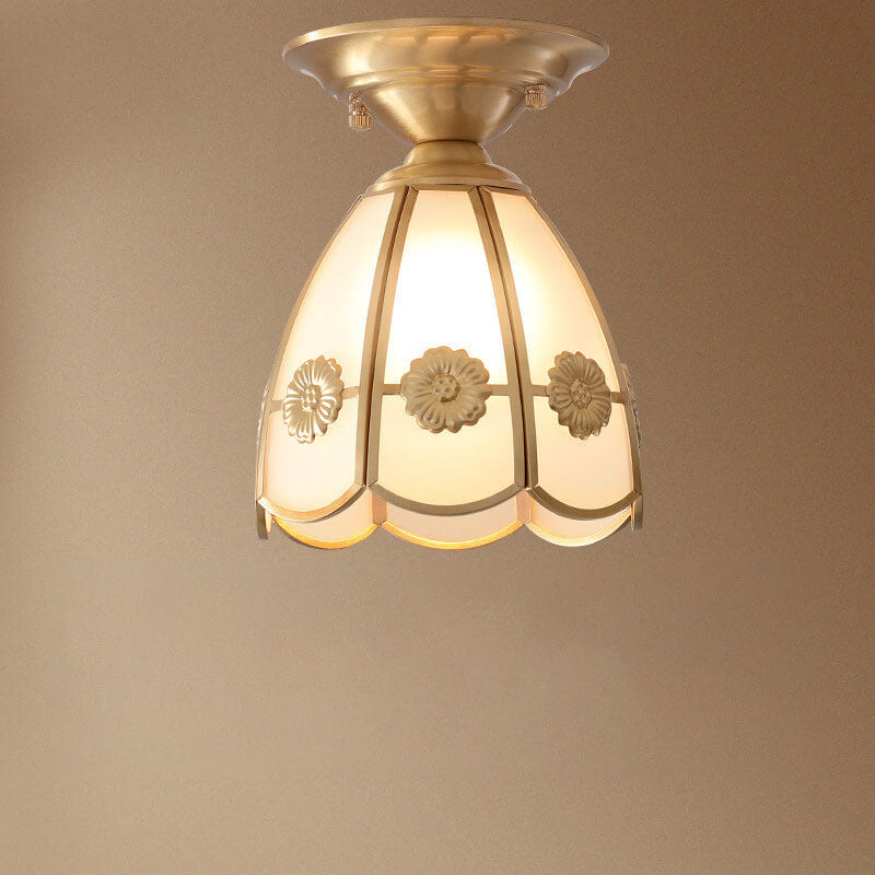 Moderne einfache Deckenleuchte aus Vollkupfer in Blumenform mit 1 Licht 