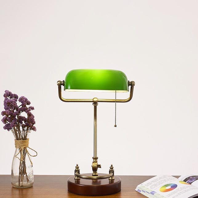 Lámpara de mesa de 1 luz con base de madera maciza y vidrio curvado vintage tradicional para estudio 