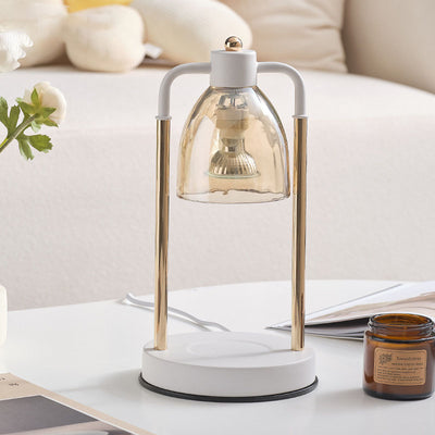 Lámpara de mesa rectangular nórdica contemporánea de hierro y vidrio cónico de 1 luz con cera derretida para dormitorio 