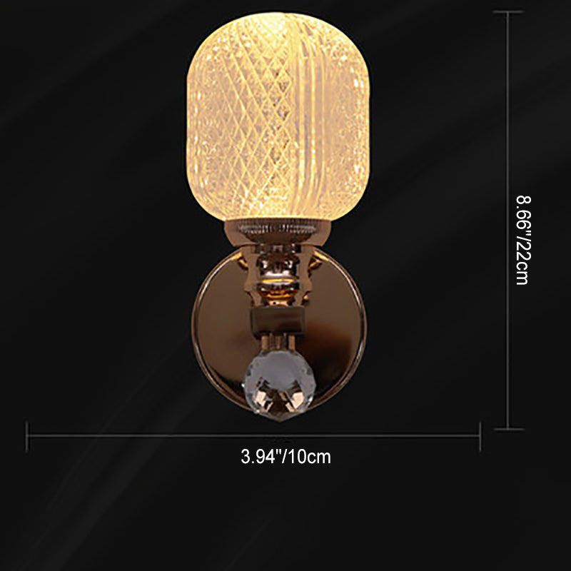 Modern Luxury Cylindrical Hardware Acrylic 1-Light Wall Sconce Lamp