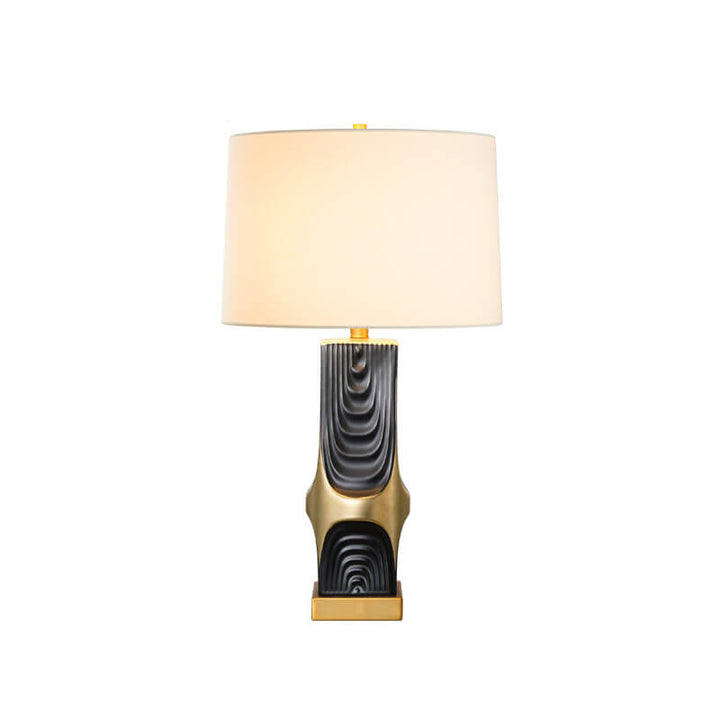 Modern Luxury Plated Hardware Ceramic Fabric Column Fabric 1-Light Table Lamp For Bedroom