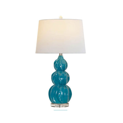 Modern Chinese Striped Gourd Ceramic Fabric 1-Light Table Lamp