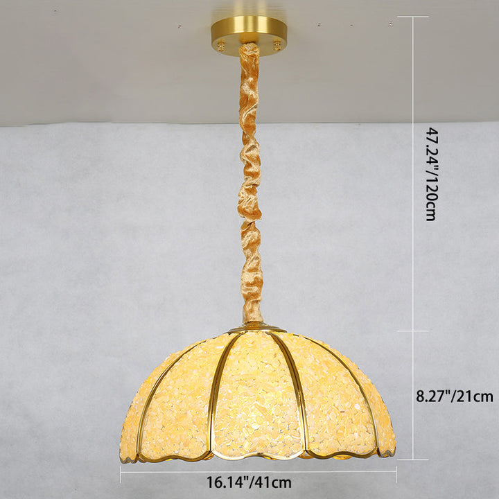 Traditional French Copper Crystal Dome Hemispherical 1-Light Pendant Light For Living Room