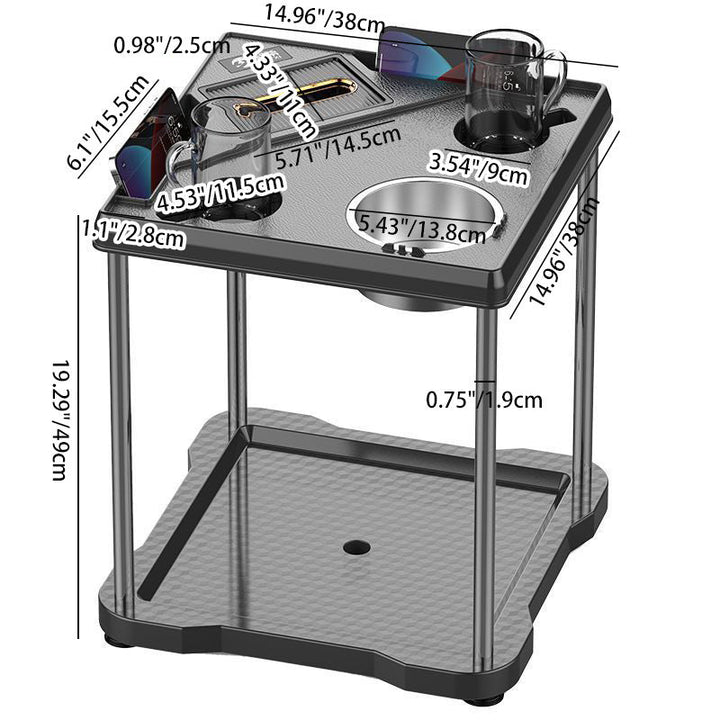 Contemporary Creative Square Tabletop ABS Stainless Steel Coffee Table 3-Tray For Living Room
