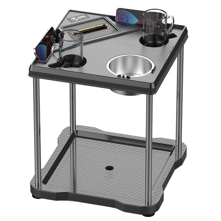 Table basse contemporaine carrée créative en plastique et acier inoxydable à 3 plateaux pour salon 