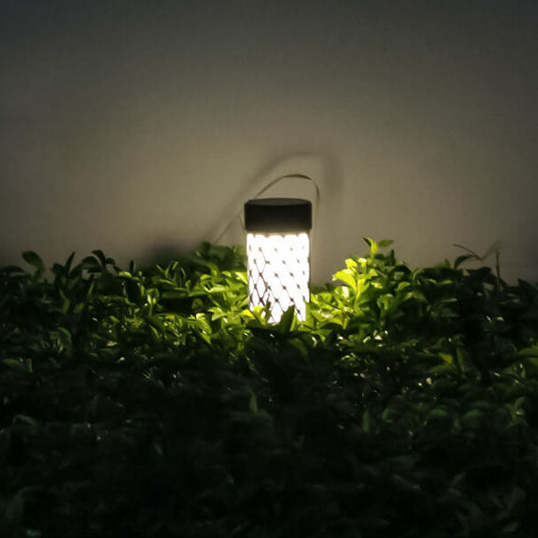 ضوء حديقة LED بإدخال أرضي على شكل قفص أسطواني منسوج من ABS مقاوم للماء يعمل بالطاقة الشمسية 