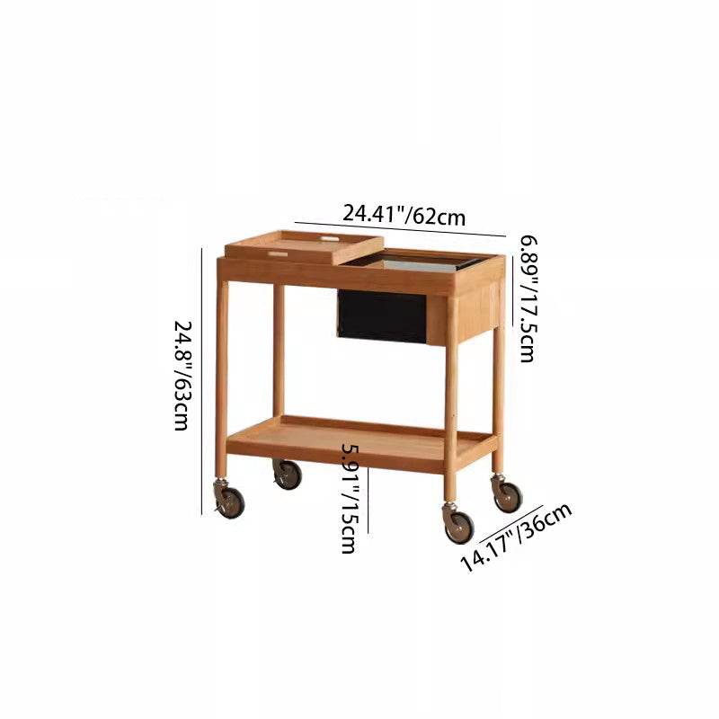 Mesa de café rectangular de vidrio y madera escandinava contemporánea de 2 niveles para sala de estar 