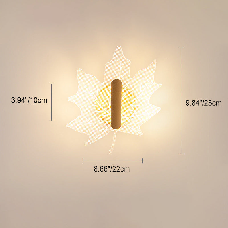 مصباح حائط LED عصري إبداعي من المعدن والأكريليك على شكل فراشة وزهرة المجد الصباحي وورقة القيقب للسرير 