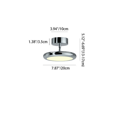 Modern Minimalist Round Disc Orb Iron Acrylic LED Semi-Flush Mount Ceiling Light For Hallway