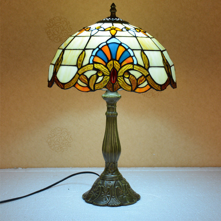 Lampe de table 1 lumière en verre teinté en alliage de style Tiffany traditionnel pour chambre 