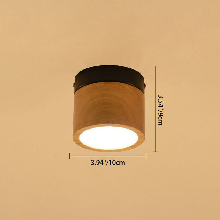 Plafonnier LED cylindrique en bois acrylique traditionnel japonais pour couloir 