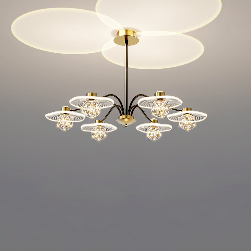 Matériel de projection créatif contemporain pour coucher de soleil, feuille de lotus, lustre LED en acrylique pour salon 