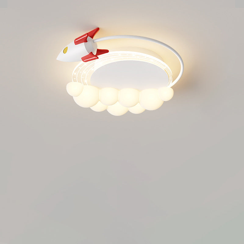 Moderne Art Deco Kinder Eisen PE Rakete Wolke Runde LED Unterputz Deckenleuchte Für Schlafzimmer 