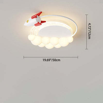 Moderne Art Deco Kinder Eisen PE Rakete Wolke Runde LED Unterputz Deckenleuchte Für Schlafzimmer 
