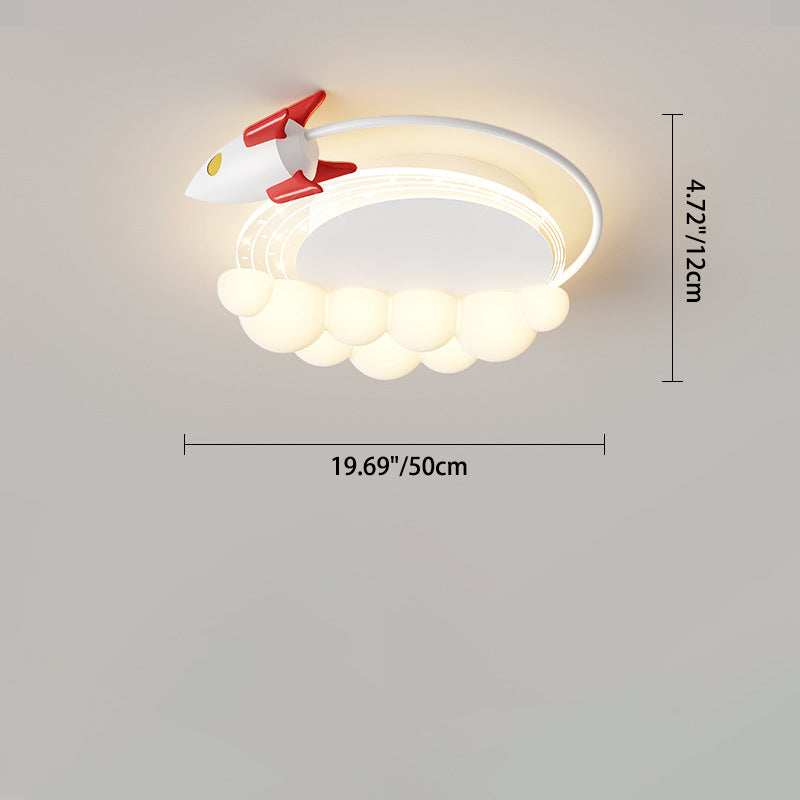 Moderne Art Deco Kinder Eisen PE Rakete Wolke Runde LED Unterputz Deckenleuchte Für Schlafzimmer 
