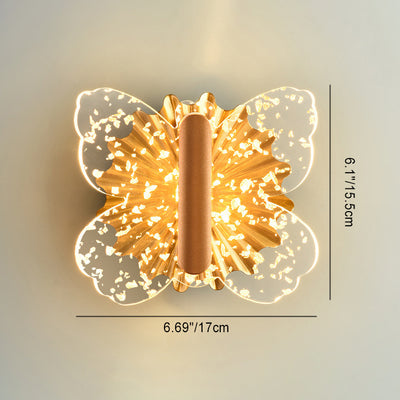 Lámpara de pared LED de acrílico con mariposa de hardware de lujo contemporáneo para dormitorio 