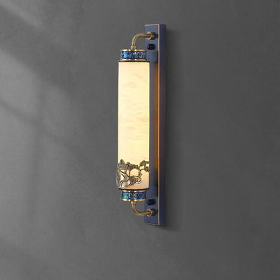 Moderne chinesische Marmorsäule Messing LED Wandleuchte 
