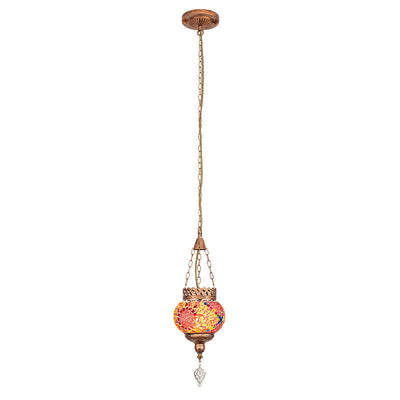 Lampe suspendue à 1 lumière avec abat-jour en verre teinté et cadre en fer bohème contemporain pour salon 