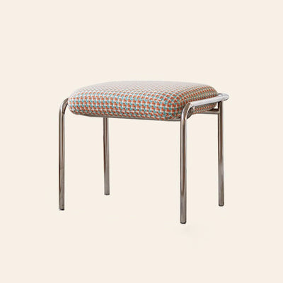 Tabouret de coiffeuse carré contemporain scandinave en coton et lin avec cadre en acier inoxydable sans dossier pour chambre 