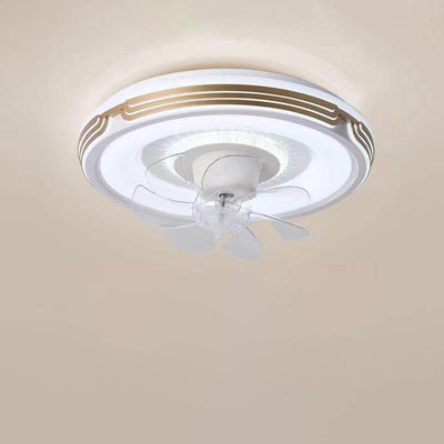Moderner minimalistischer runder Hardware-LED-Deckenventilator mit Deckenleuchte für das Wohnzimmer 