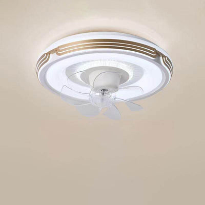 Modern Minimalist Round Hardware LED Flush Mount Ceiling Fan Light For Living Room