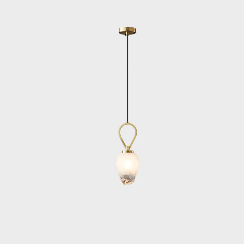 Moderne Luxus Messing Geometrische Glas Schirm 1-Licht Pendelleuchte für Wohnzimmer 
