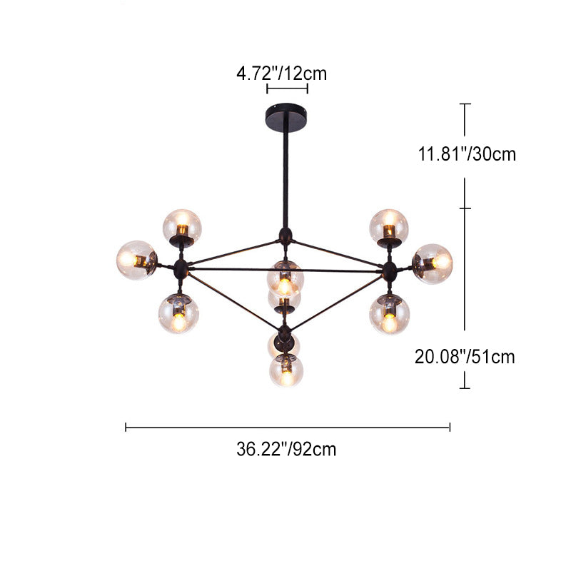 Moderne minimalistische runde Kugel Eisen Glas 10/21 Licht Kronleuchter für Wohnzimmer 